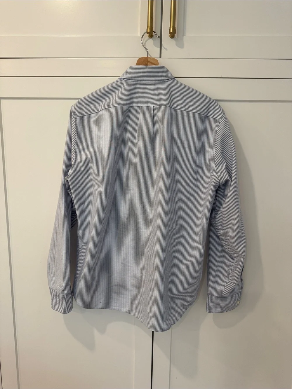 J. Crew Slim Untucked Blue and White Pinstripe Oxford Button-Down Shirt